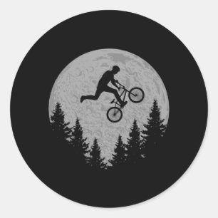 Bmx Stunt Dirt Bike Moon Style Driver Gift Classic Round Sticker