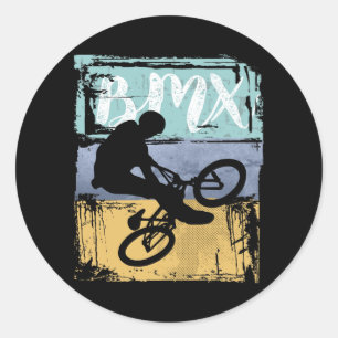 BMX Tee - Vintage Retro BMX Bike Rider Classic Round Sticker