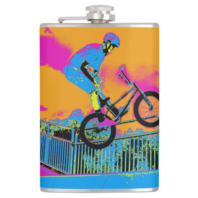 BMX Trickster - BMX Trick Bike   Hip Flask (Front)