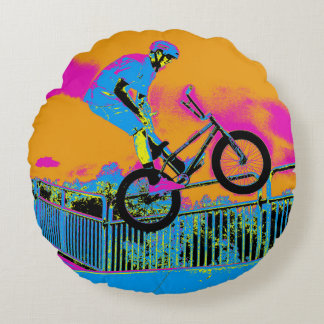 BMX Trickster - BMX Trick Bike Round Cushion