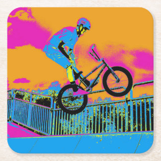 BMX Trickster - BMX Trick Bike Square Paper Coaster
