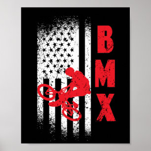 BMX USA America flag sport fan bike cycling Poster