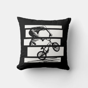 BMX Wheelie Silhouette Urban Lines Cushion
