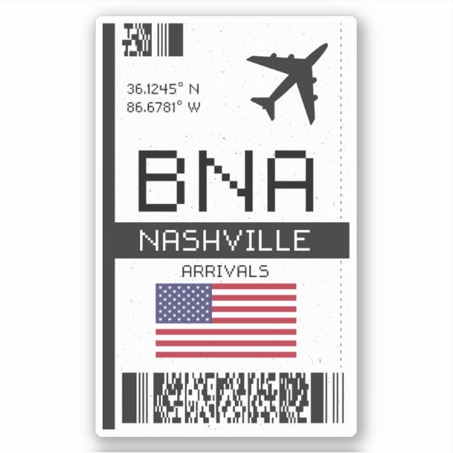 BNA Nashville Boarding Pass - Tennessee Travel (Front)