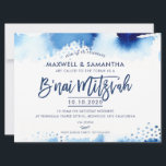 B'NAI MITZVAH INVITE hand lettered blue watercolor<br><div class="desc">by kat massard >>> kat@simplysweetPAPERIE.com <<< A super cool & modern invitation design for your children''s B'NAI MITZVAH TIP :: 1. To change/move graphics & fonts and add more text - hit the "customise it" button. - - - - - - - - - - - - - - -...</div>