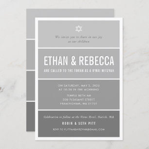 B'NAI MITZVAH modern ombre gradient medium gray Invitation