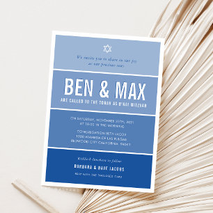 B'NAI MITZVAH modern ombre gradient royal blue Inv Invitation