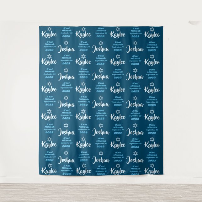 B'nai Mitzvah Step and Repeat Event Backdrop Tapestry (Front)