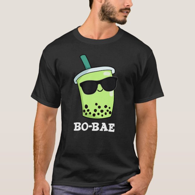 Bo-bae Funny Boba Tea Pun Dark BG T-Shirt (Front)