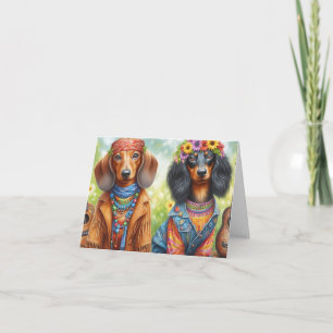 Bo Ho Dachshund Hippie Card