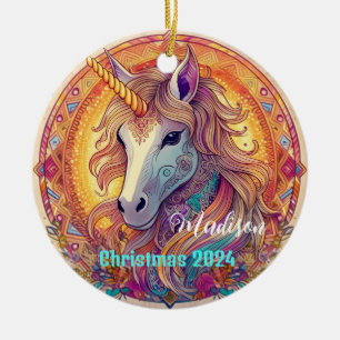 Bo Ho Unicorn Personalised Christmas Ornament