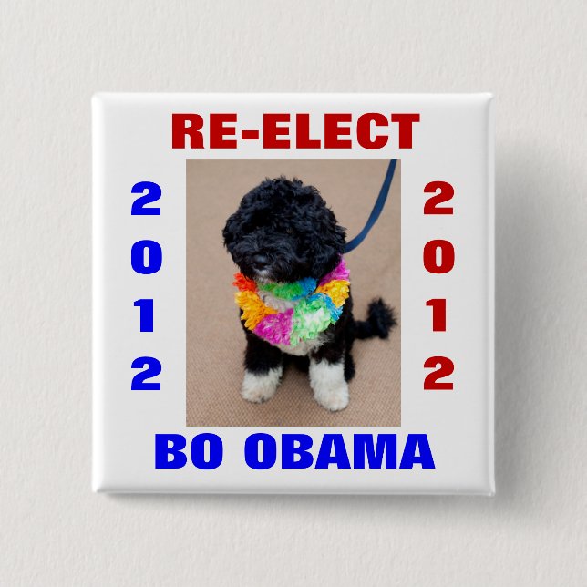 BO OBAMA 2012 15 CM SQUARE BADGE (Front)