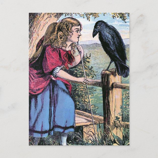 Bo-Peep and the Crow Vintage Illustration Postcard (Front)
