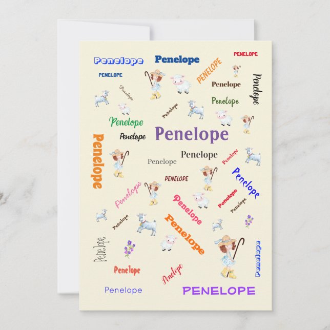 BO PEEP NURSERY RHYME Word Cloud Name Collage Invitation (Front)