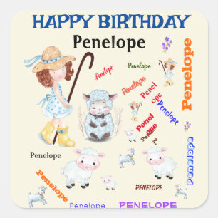 Bo Peep Nursery Rhyme 🍼 Word Cloud Name Collage  Square Sticker