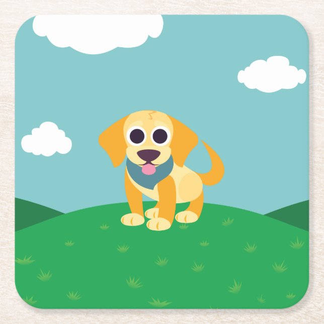 Bo the Dog Square Paper Coaster (Front)