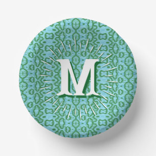 Boa Ripple in Green + Aqua Personalised Paper Plate