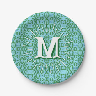 Boa Ripple in Green + Aqua Personalised Paper Plate