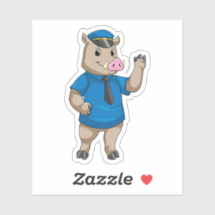 Boar as Police officer with Police hat