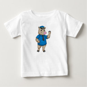 Boar as Police officer with Police hat Baby T-Shirt