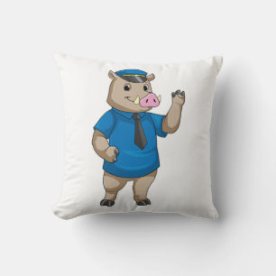 Boar as Police officer with Police hat Cushion