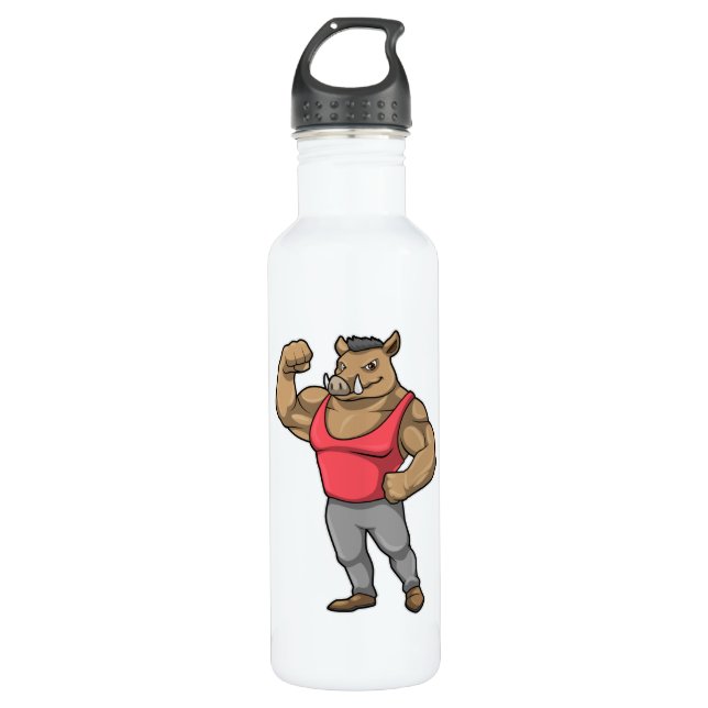 Boar Bodybuilder Bodybuilding Muscles 710 Ml Water Bottle (Front)