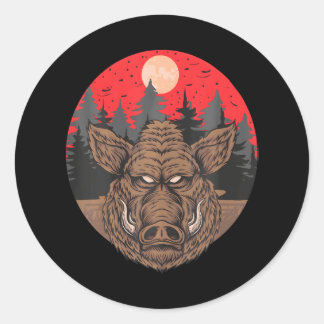 Boar Fullmoon Lover Season Animal Wild Wildlife Classic Round Sticker