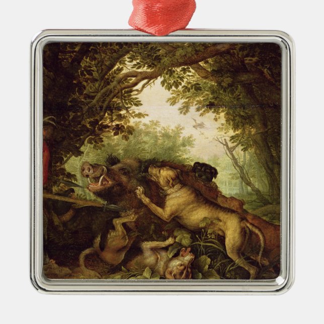 Boar Hunt, 1611 Metal Tree Decoration (Front)