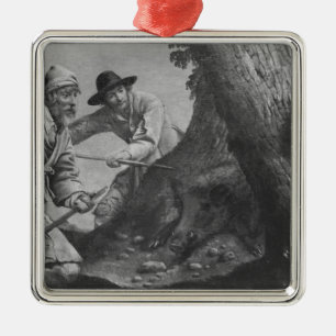 Boar hunt metal tree decoration