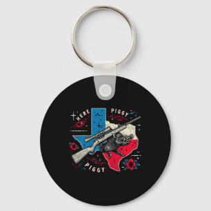 Boar Hunter Mens Here Piggy Vintage Texas Wild Hog Key Ring
