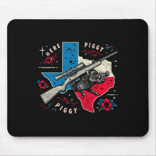 Boar Hunter Mens Here Piggy Vintage Texas Wild Hog Mouse Mat