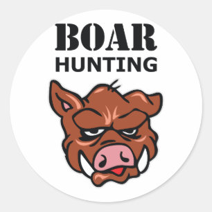 BOAR HUNTING CLASSIC ROUND STICKER