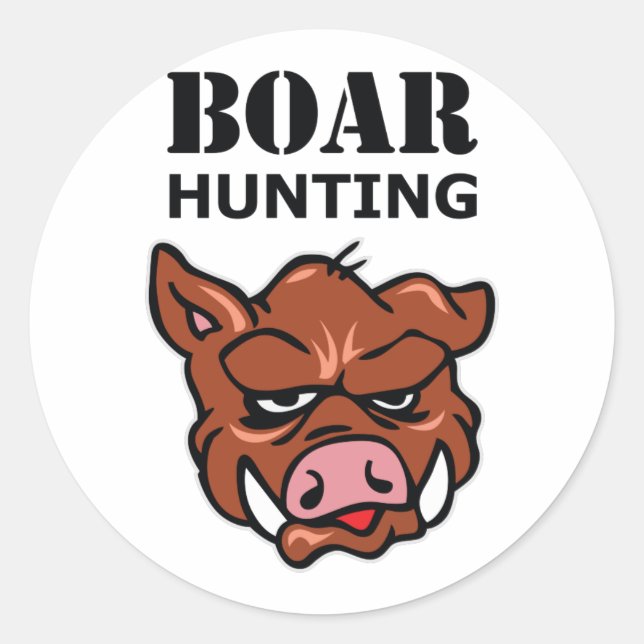 BOAR HUNTING CLASSIC ROUND STICKER (Front)