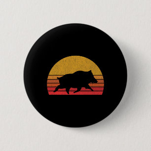 Boar Hunting - Retro Sunset Wild Pigs Boar Hunter 6 Cm Round Badge