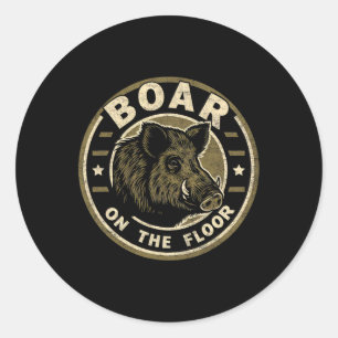 Boar On The Floor Vintage Traditional Tattoo Wild Classic Round Sticker