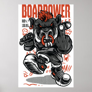 boar power funny animal poster