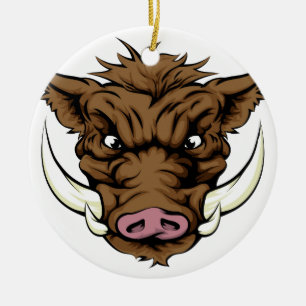 Boar sports mascot character ceramic tree decoration