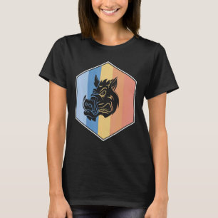 Boar With Retro Colors In A Hexagon T-Shirt