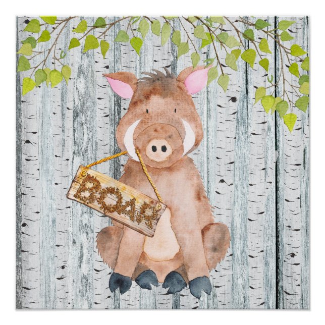 Boar- Woodland Friends - Watercolor illustration Poster (Front)