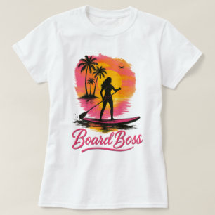 Board Boss SUP Girl Retro Sunset T-Shirt