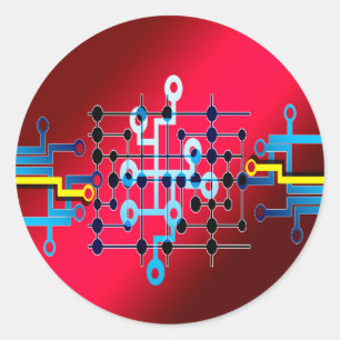 board circuits trace control cente classic round sticker