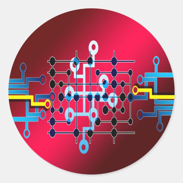 board circuits trace control cente classic round sticker (Front)