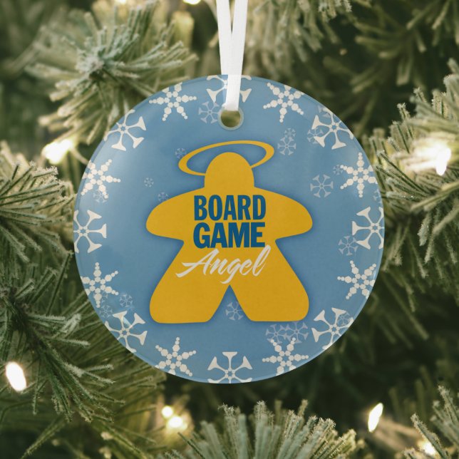 Board Game Angel Logo Glass Ornament (Insitu)