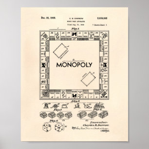 Board Game Apparatus 1935 Patent Art - Old Peper Poster