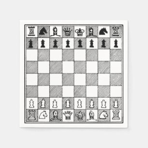 Board Game Black & White Chess Theme Paper Napkins