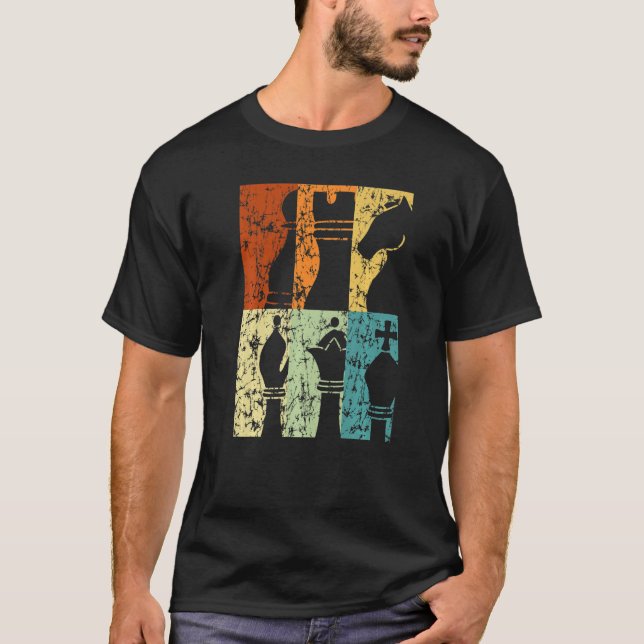 Board Game Checkmate Chess Player Grandmaster Retr T-Shirt (Front)