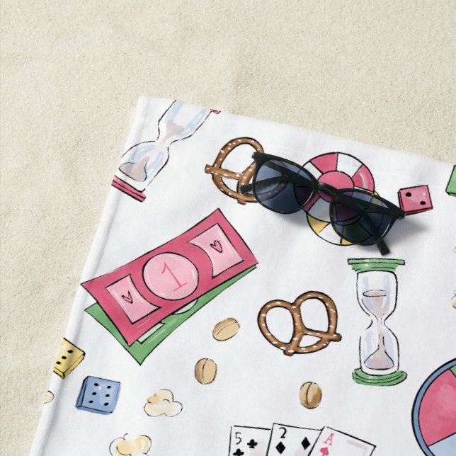 Board Game Family Game Night Family Beach House Towel (In Situ)