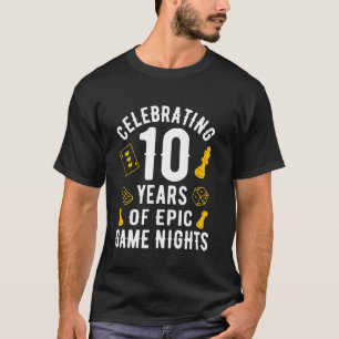 Board Gamer 10 Years Married Couple Board Games T-Shirt