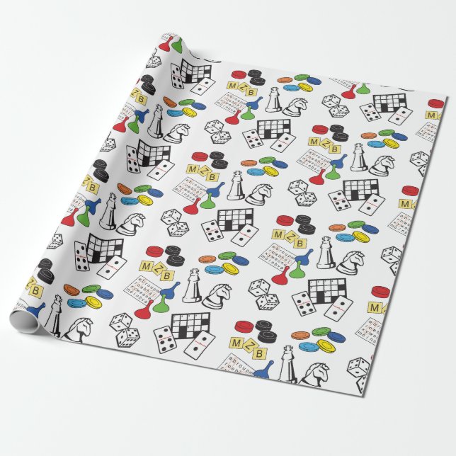 Board Games and Word Games Wrapping Paper (Unrolled)