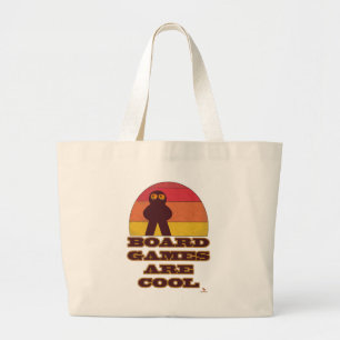 Board Games Are Cool Fun Meeple Cartoon Large Tote Bag